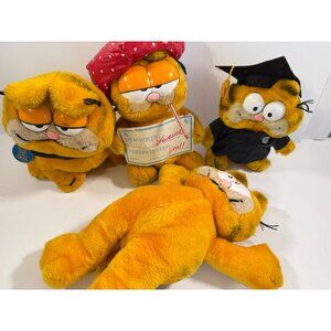Vintage Garfield Plush Lovesick Graduate 80s Dakin Lot of 4 Dakin